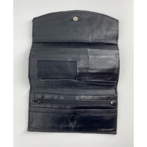Yves Saint Laurent Vintage Black Crinkle Leather Wallet - Picture 5 of 11